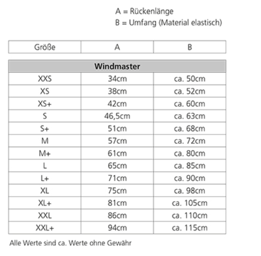 Stock-und-Stein-Größentabelle